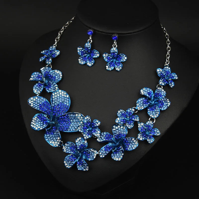 Muse Essentials Luxury Full Crystal Flower Jewelry Set