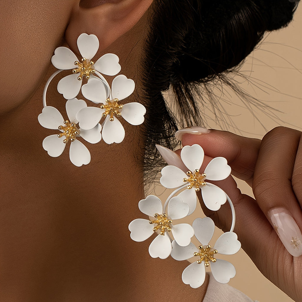 Muse Essentials - Flower Design Stud Earrings Iron Elegant Sexy Style Earrings